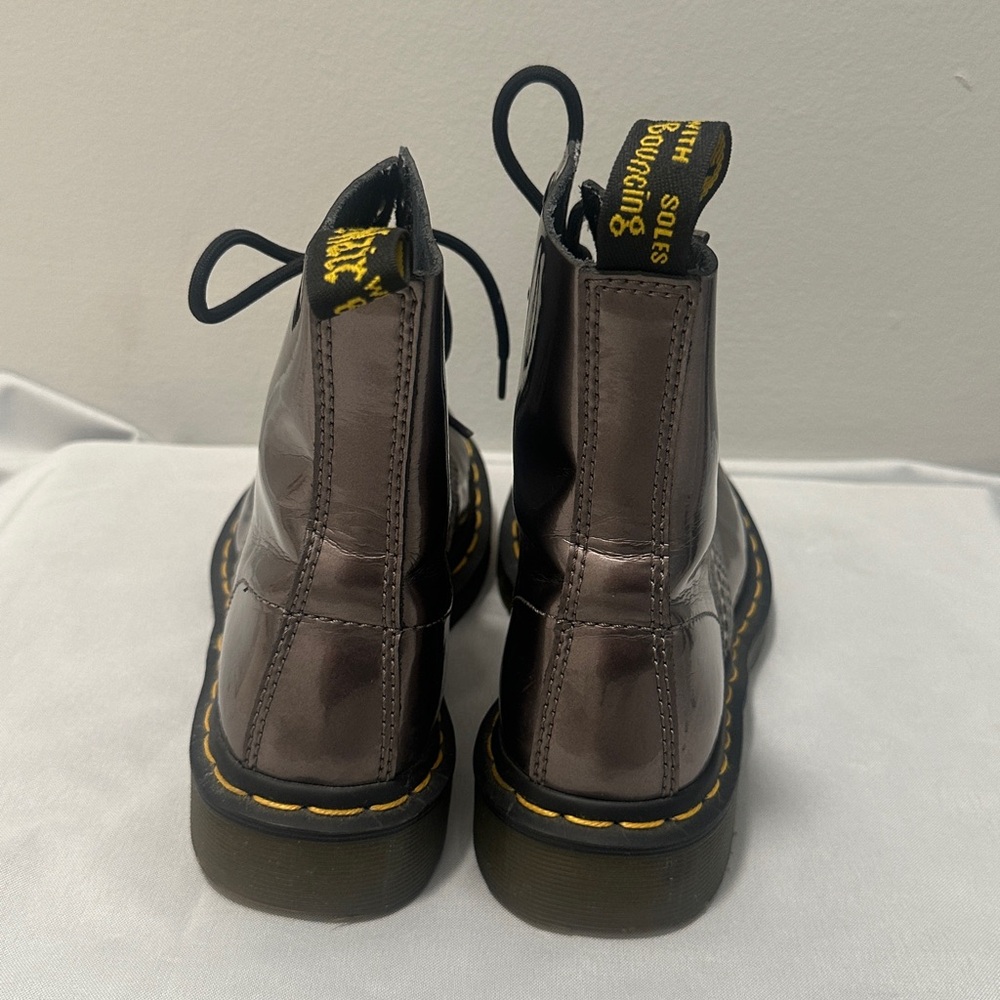 Used Doc Martens 1460 Pascal Pewter Metallic Leather Boots US5 UK3 Koram Flash - Picture 5 of 10